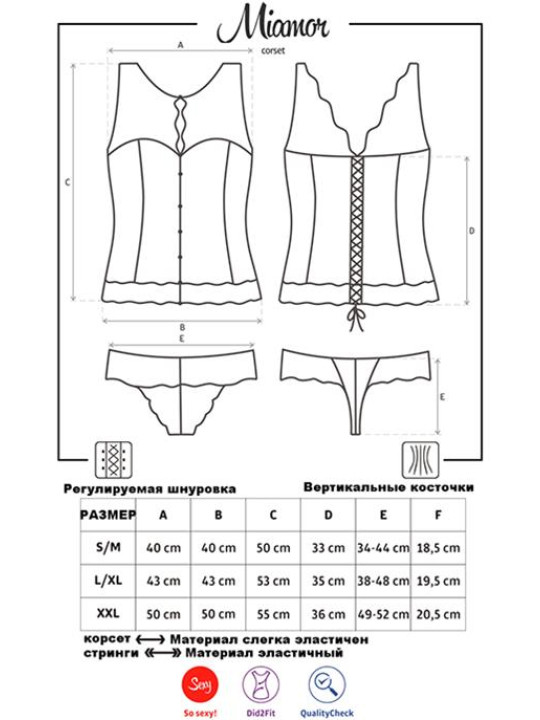 Корсет Obsessive Miamor corset Бірюза