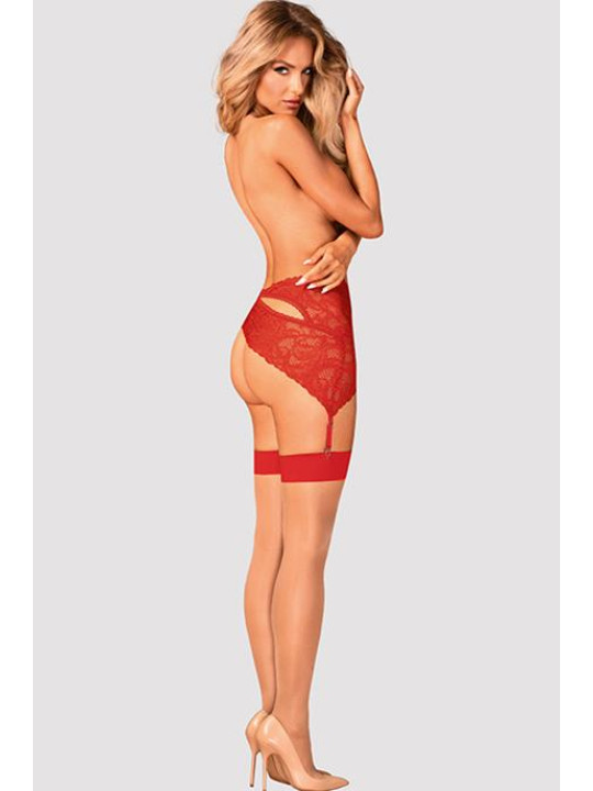 Чулки Obsessive S814 stockings Телесно-красный