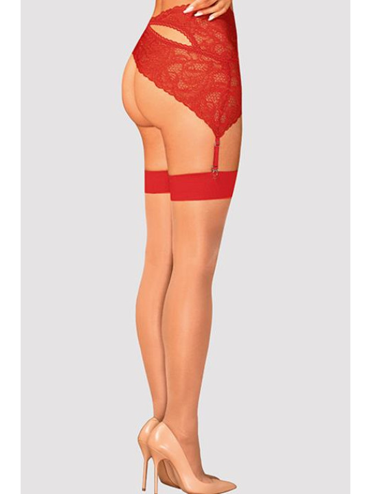 Чулки Obsessive S814 stockings Телесно-красный